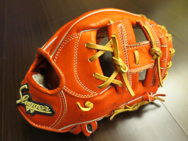 *手套交流福利品NO.142*日製硬式久保田 橘色內野工字型 *手套交流福利品NO.142*日製硬式久保田 橘色內野工字型